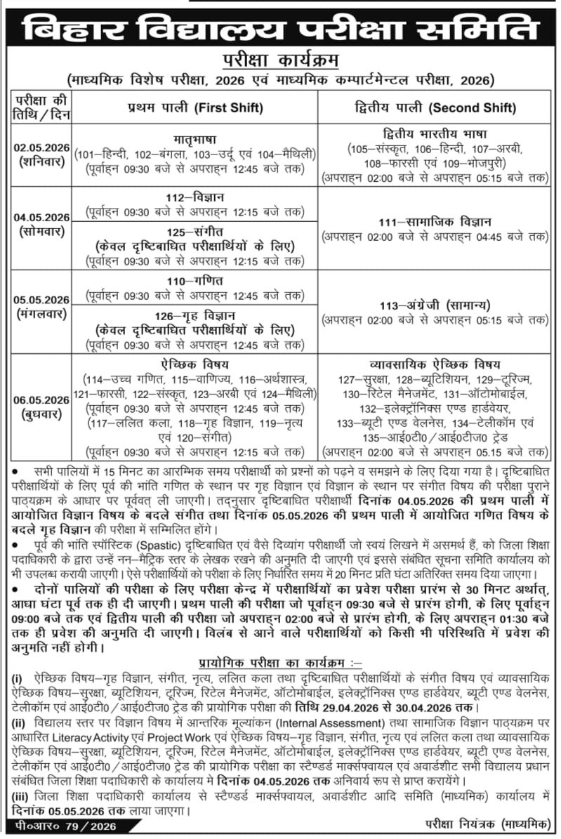 Bihar-Board-10th-Compartment-Date-2026