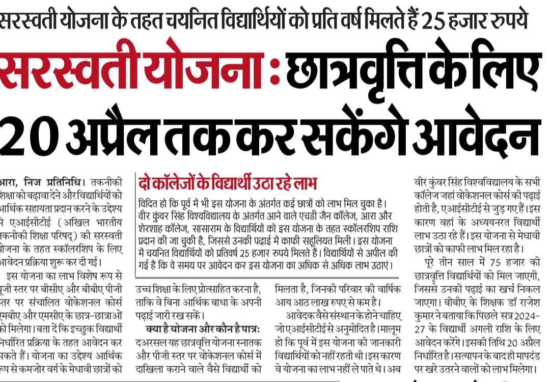 AICTE Saraswati Scholarship 2026