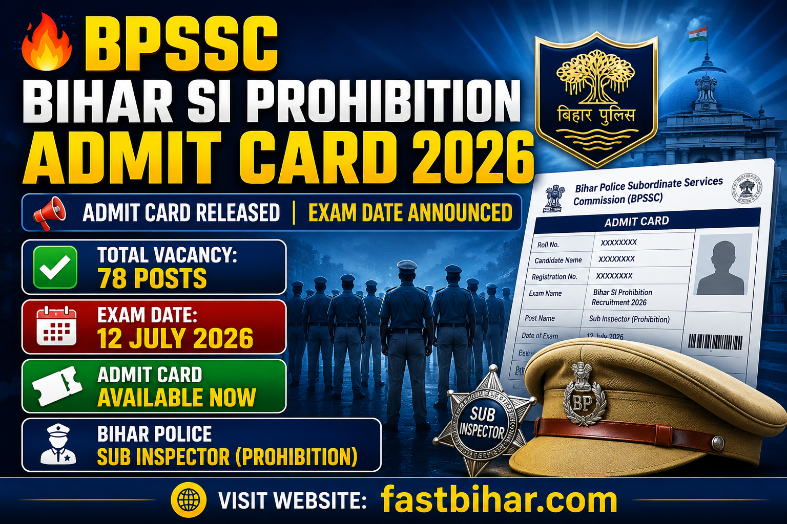 BPSSC Bihar SI Prohibition Admit Card 2026