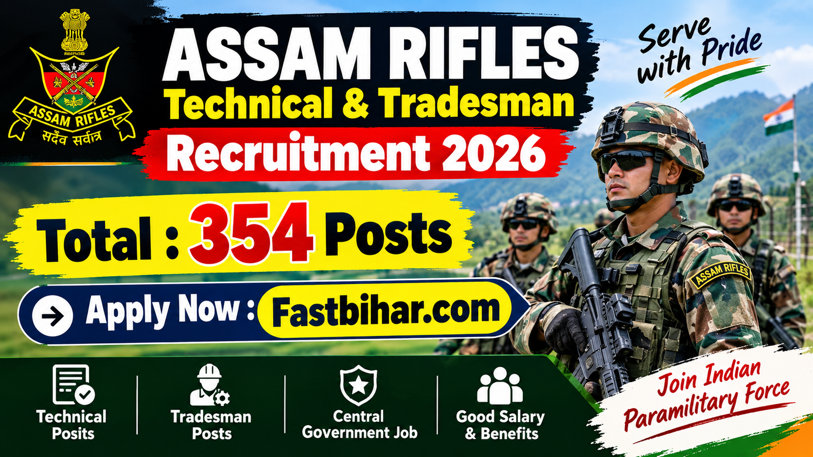 Assam Rifles Technical & Tradesman Recruitment 2026