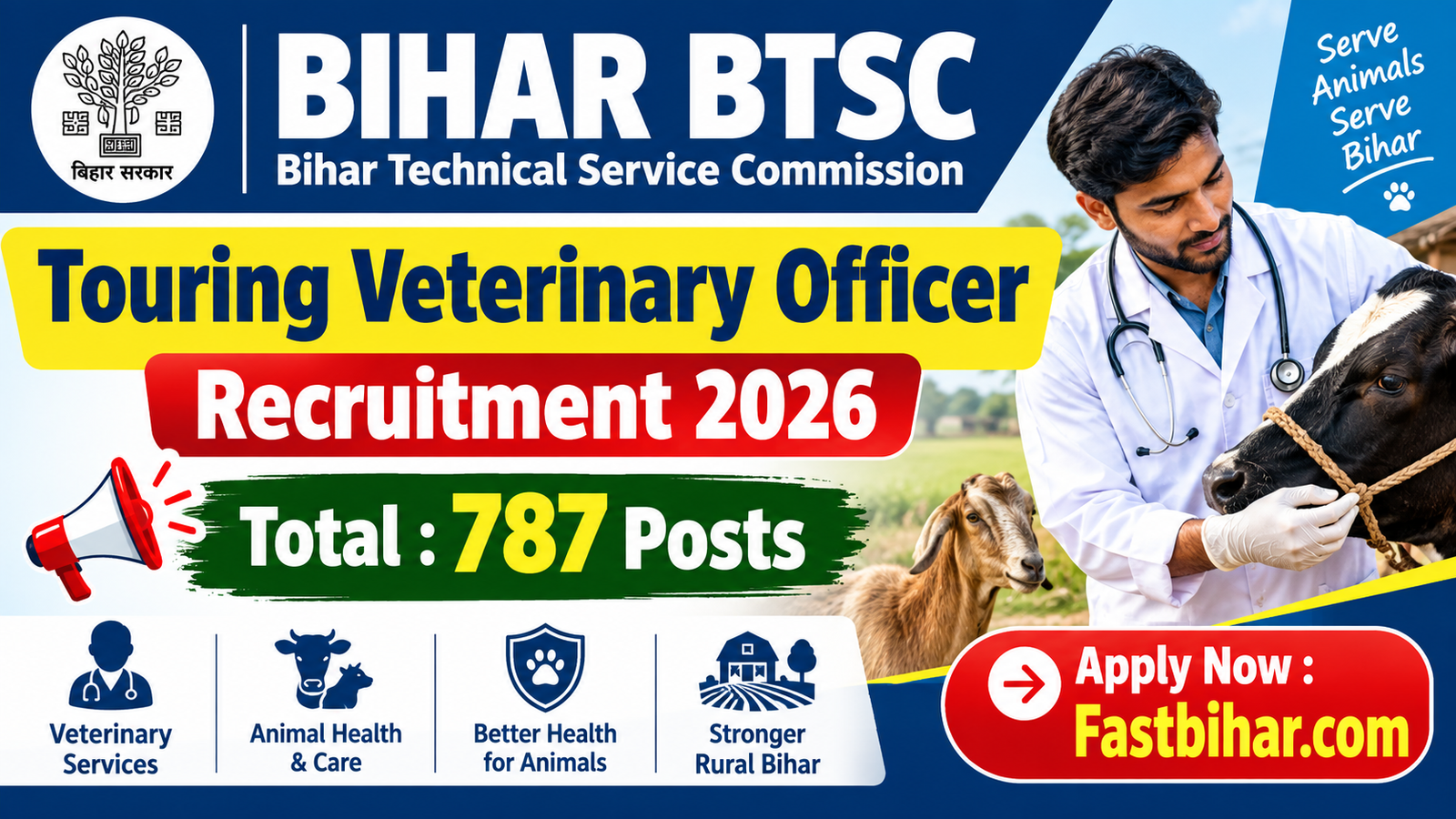 Bihar BTSC Touring Veterinary Officer Recruitment 2026
