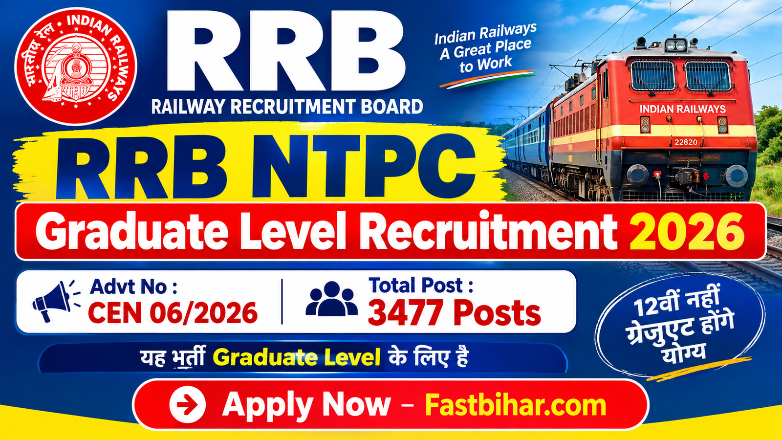 RRB NTPC Graduate Level Recruitment 2026