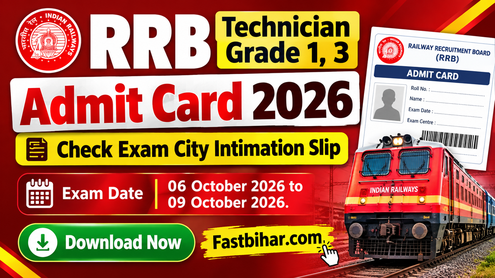 RRB Technician Admit Card 2026