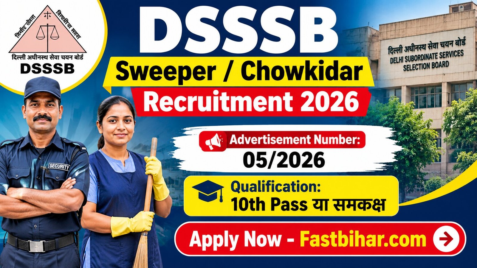 DSSSB Sweeper / Chowkidar Recruitment 2026