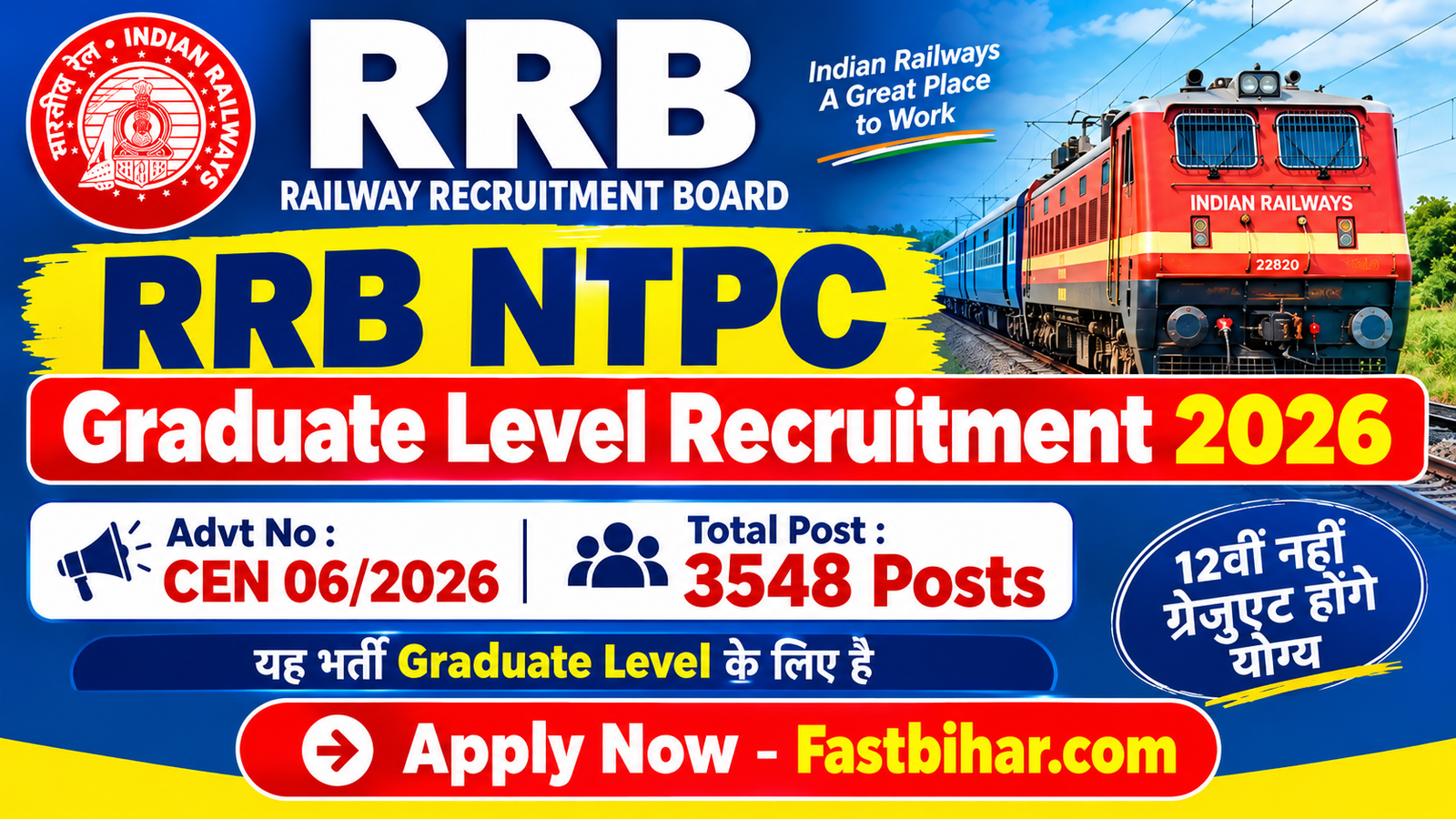 RRB NTPC Graduate Level Recruitment 2026